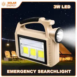 Emergency Searchlight Solar Energy Handheld Light Multifunctional Power Bank Type-C Rechargeable Outdoor Camping  Work Light