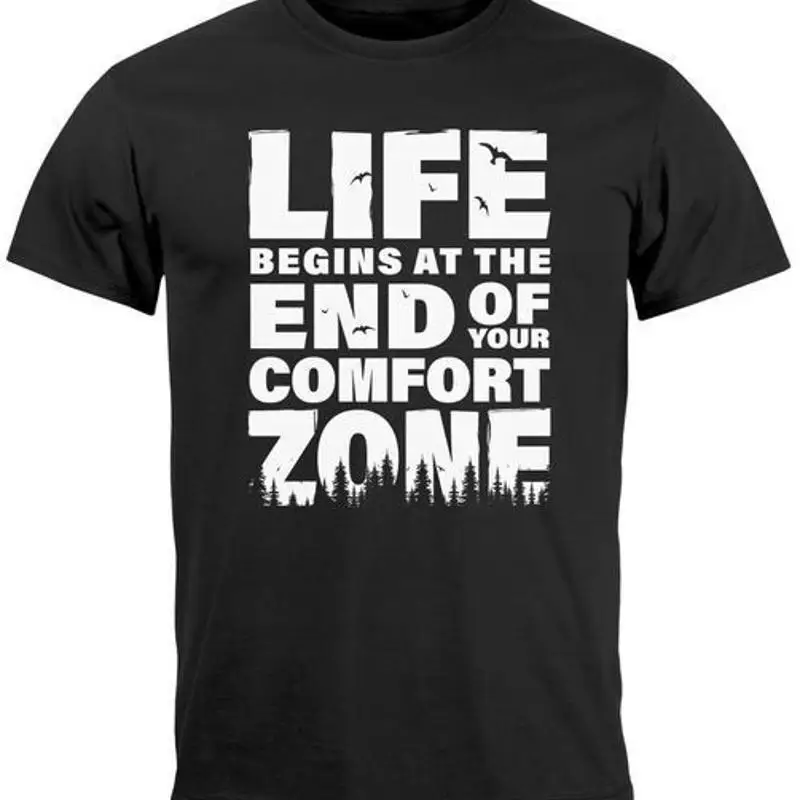 Mens Life Begins at the End of Your Comfort Zone Quote Outdoor TShirt
