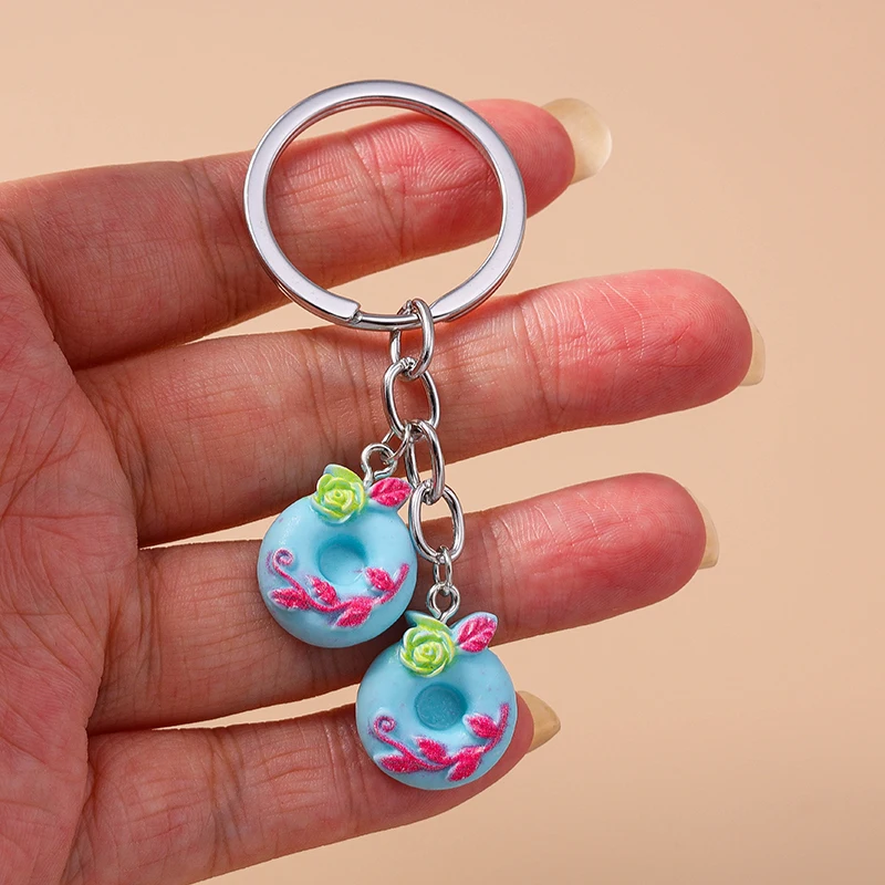 Cute Colorful Food Donut Keychain for Car Key Holder Women Men Handbag Pendant Keyrings Accessories DIY Jewelry Gifts