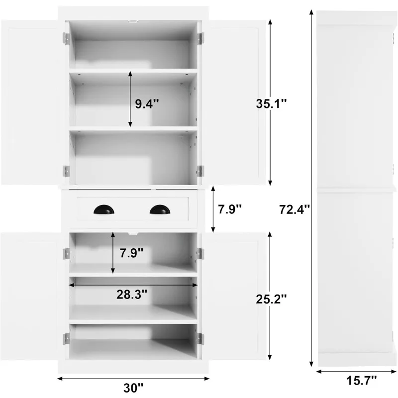 

Flamaker 72" Kitchen Pantry Cabinet, Tall Pantry Storage Cabinet with Drawer and 4 Adjustable Shelves, Freestanding Pantry Cupbo