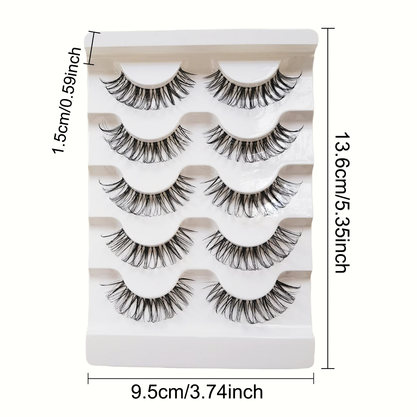 Transparent stem fluffy and curly DH striped eyelashes -5 pairs, it is a cross thick eyelash that makes the eyes more lively