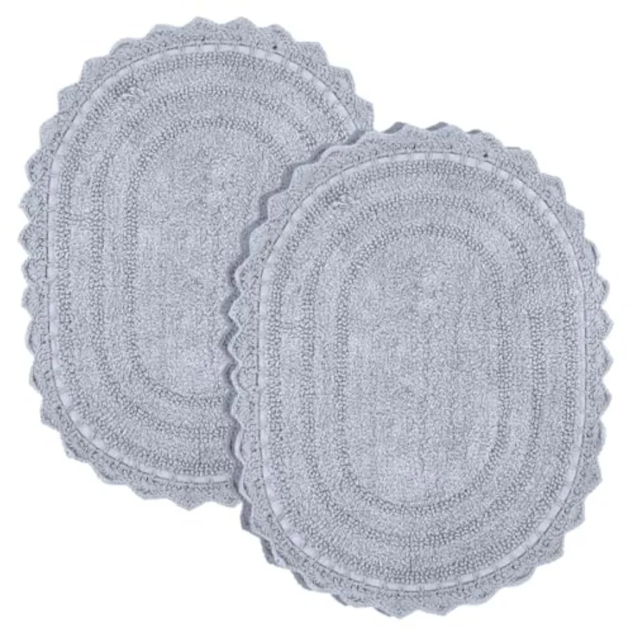 

Хлопковый коврик для ванной овальной формы 24x17 дюймов, набор из 2 штук, вязаный крючком, двусторонний, в стиле бохо, для домашнего декора