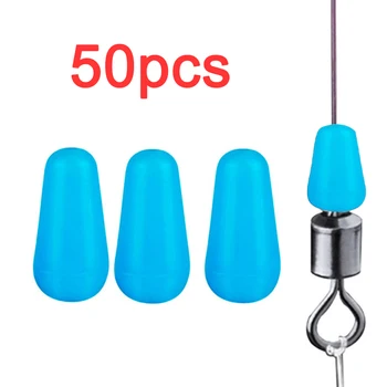 50 Teile/los Anti-wicklung Gummi Space Bean Hohe Qualität Meer Karpfen Fliegen Angeln Blau Gummi Oval Stopper Angeln Float angeln Bobber