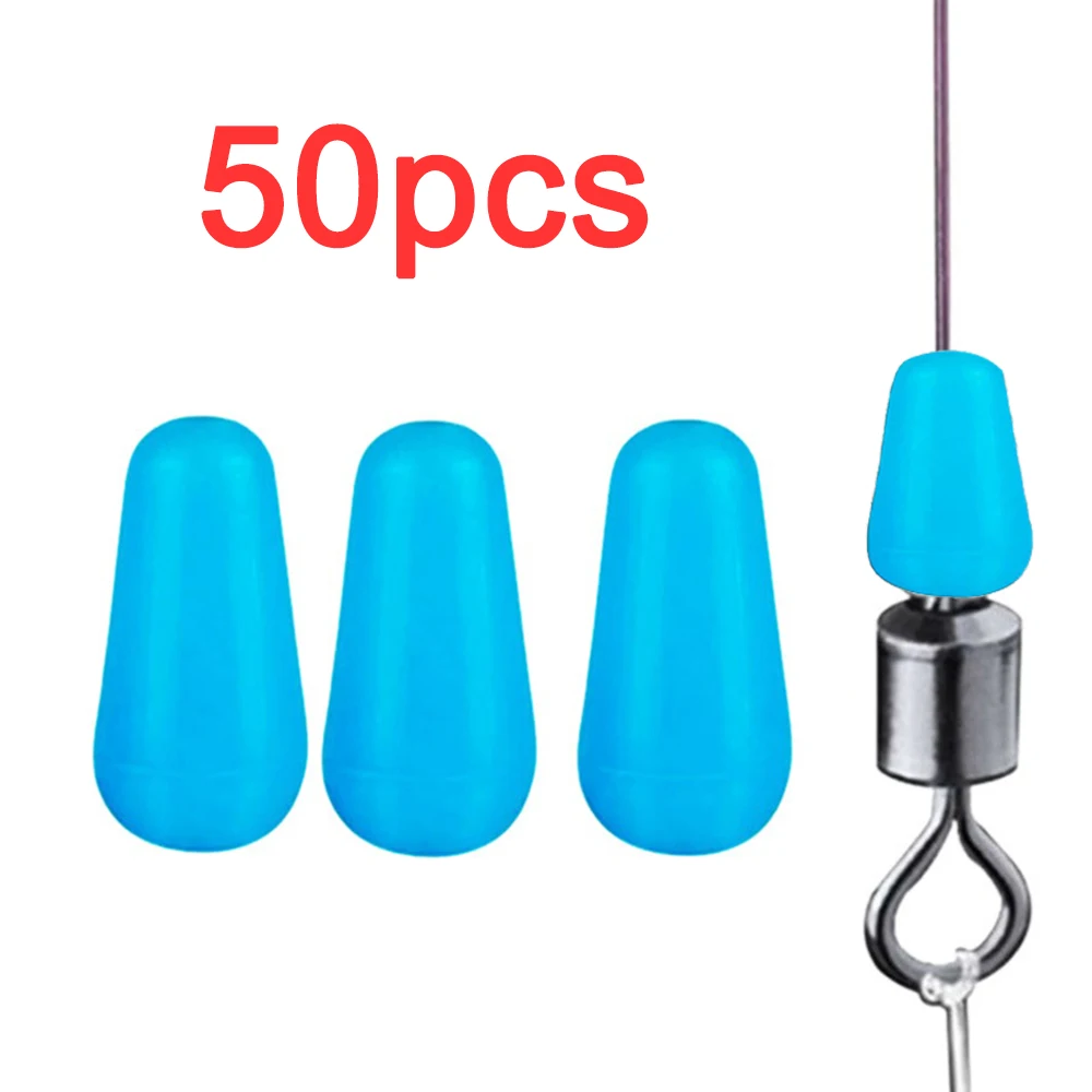 50Pcs/lot Anti-winding Rubber Space Bean Wysokiej jakości karp morski Wędkarstwo muchowe Niebieski gumowy owalny korek Spławik wędkarski Bobber