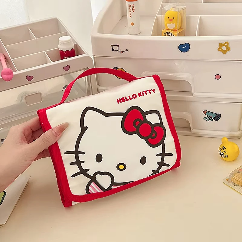 Hello Kitty Kuromi Melody Female Japanese Cartoon Cute Cosmetic Bag Multifunctional Four-In-One Portable Travel Wash Storage Bag