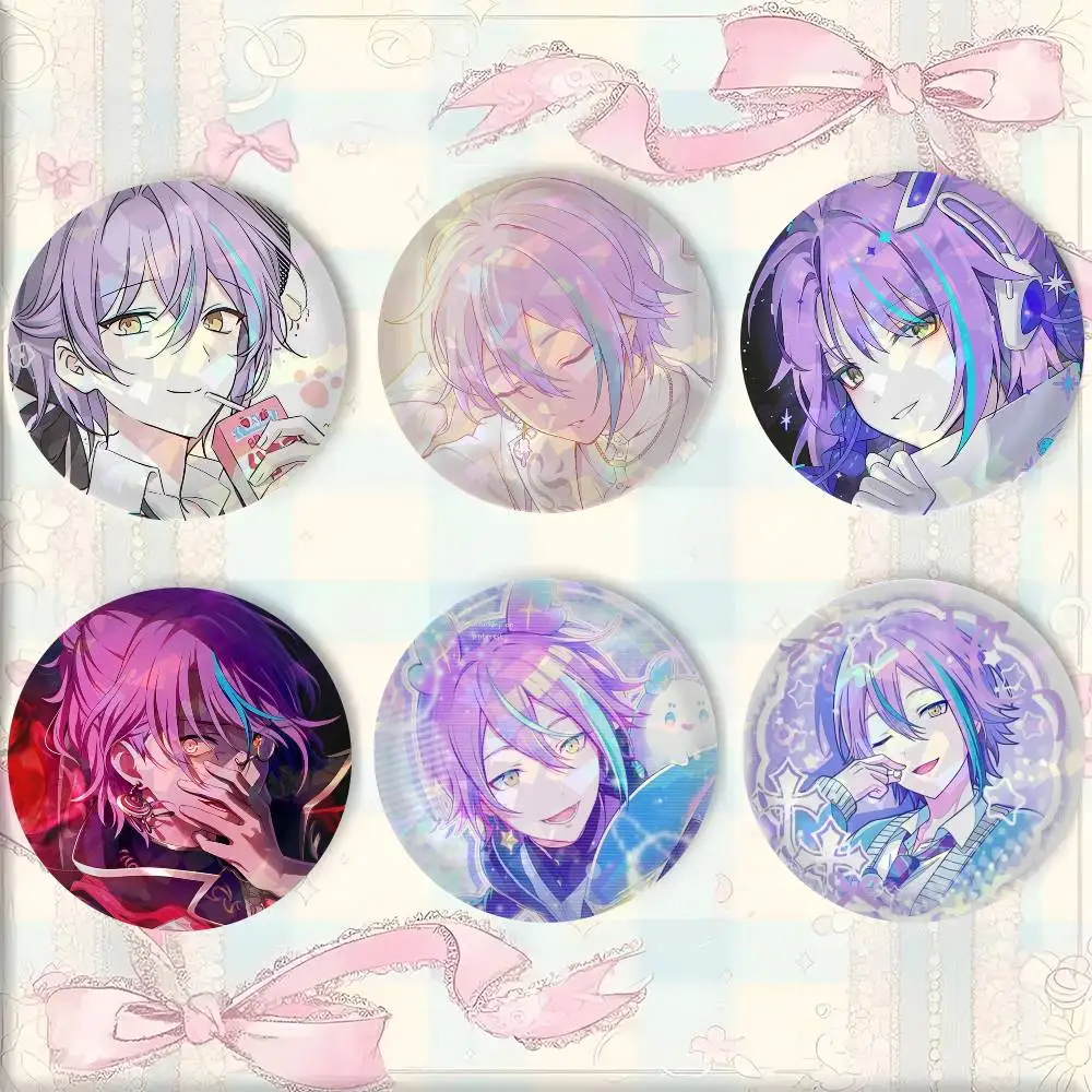 Character Kamishiro Rui  PJSK Badge On Backpack Accessories Manga Icons Pins Round Cartoon Brooches For Clothes Bag Decor Gifts