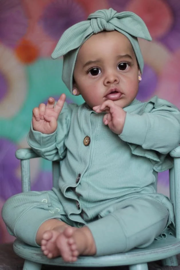 

NPK 22 Inch Soft Vinyl Newborn Baby Reborn Doll Lifelike Realistic Benjamin Dark Skin Birthday Xmas Gift Collectible Toy