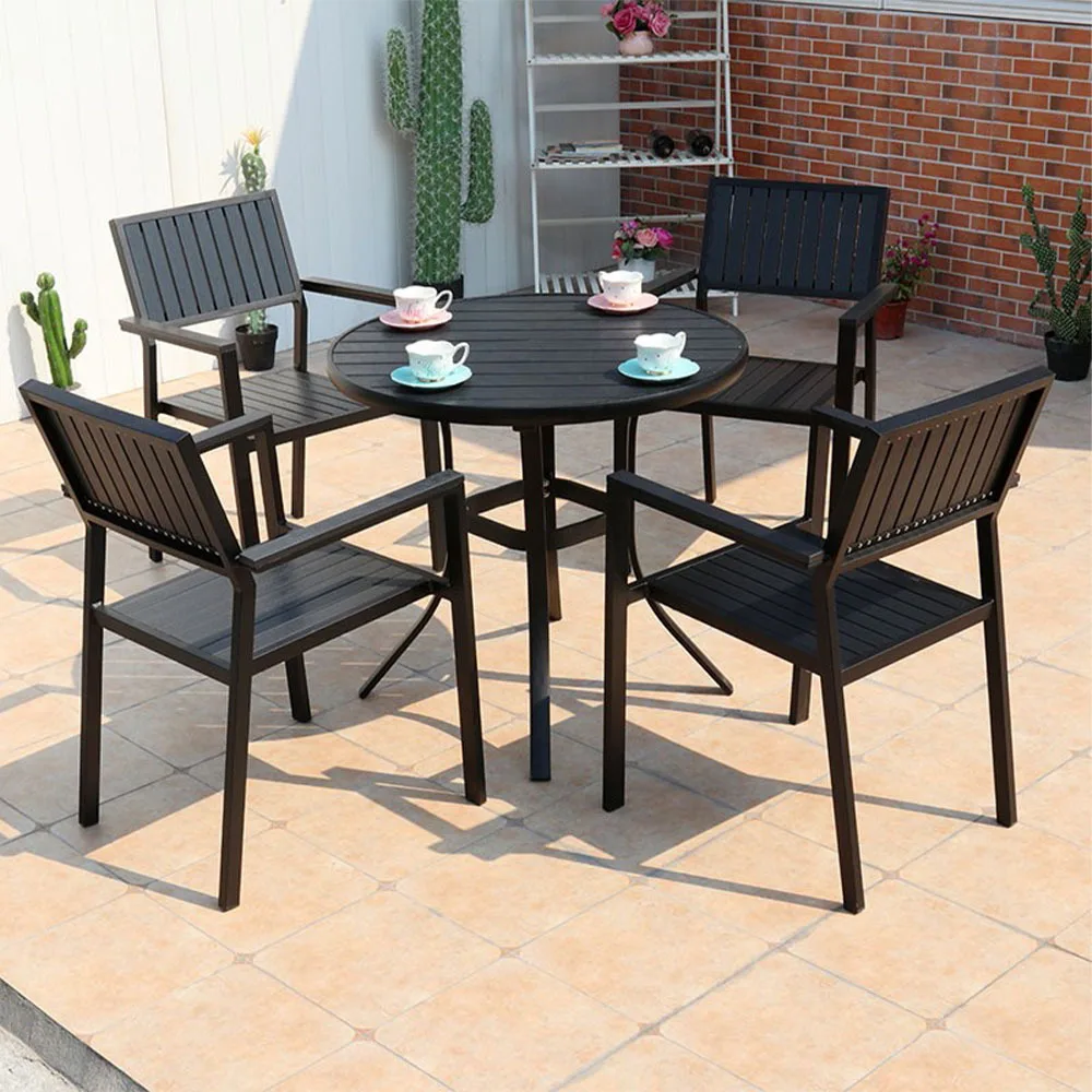 

Courtyard Outdoor Garden Outdoor Balcony Plastic Wood Tables And Chairs