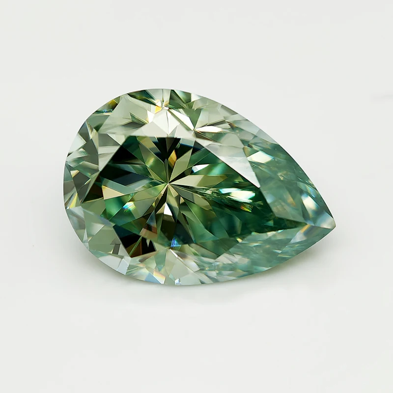 Never Fake Pear Cut Light Green Moissanite Stone with Certificate VVS1 Moissanite Loose Gemstones Pass Diamond Tester with GRA