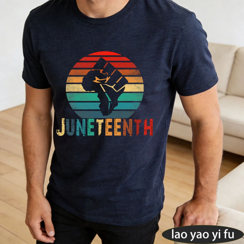 Juneteenth Men T-Shirt African American Independence Day Celebration Gift Tops Retro Graphic Print T Shirt Streetwear Clothes