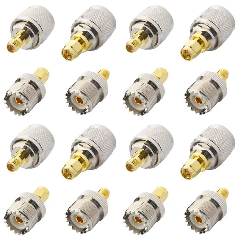 【MUST-HAVE】16 PCS / SET UHF SL16 PL259 SO239 To SMA Male Plug Female Jack RF Connector Test Converter