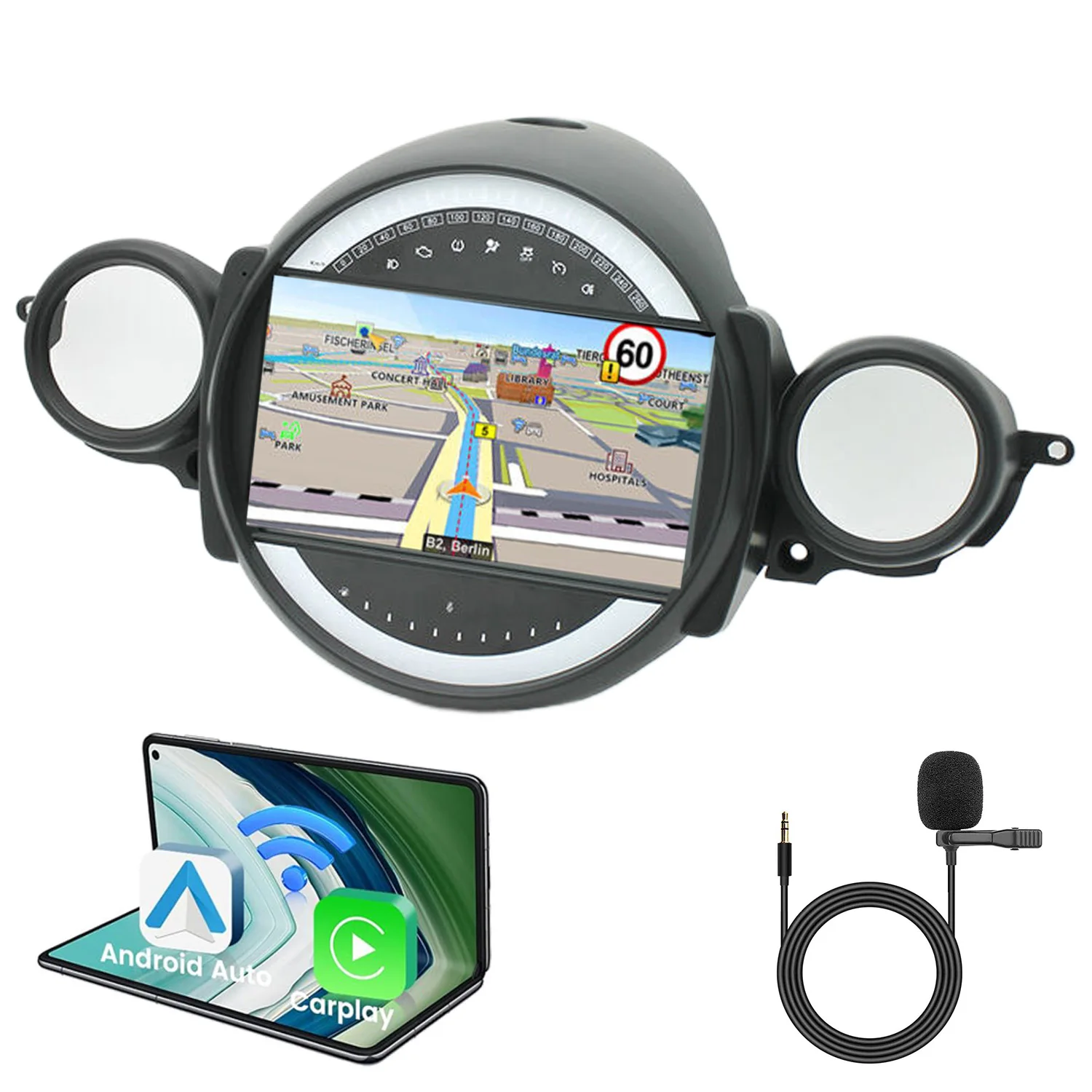 Android 9” car radio with carplay GPS Navigation for BMW Mini Cooper Clubmann Coupe F55 F56 F57 R55 R53 R60 R61 R57 R58 R59 R50