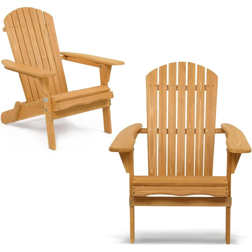 Vingli Outdoor Folding Adirondack Chairs Set of 2, All-Weather Resistant, Patio Lounge Chairs with Fir Pit Compatibility