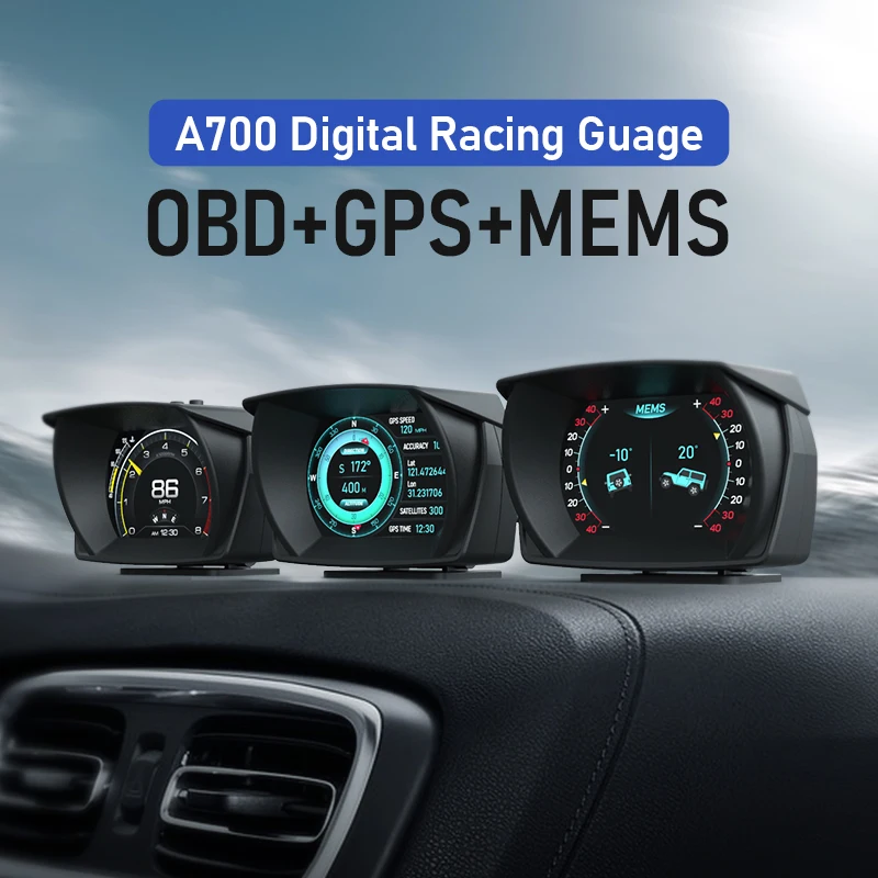 Newest A700 OBD+GPS Slope Meter Grader Racing Multifunctional Instrument Head Up Display HUD Speed Turbine Oil Temp Voltage