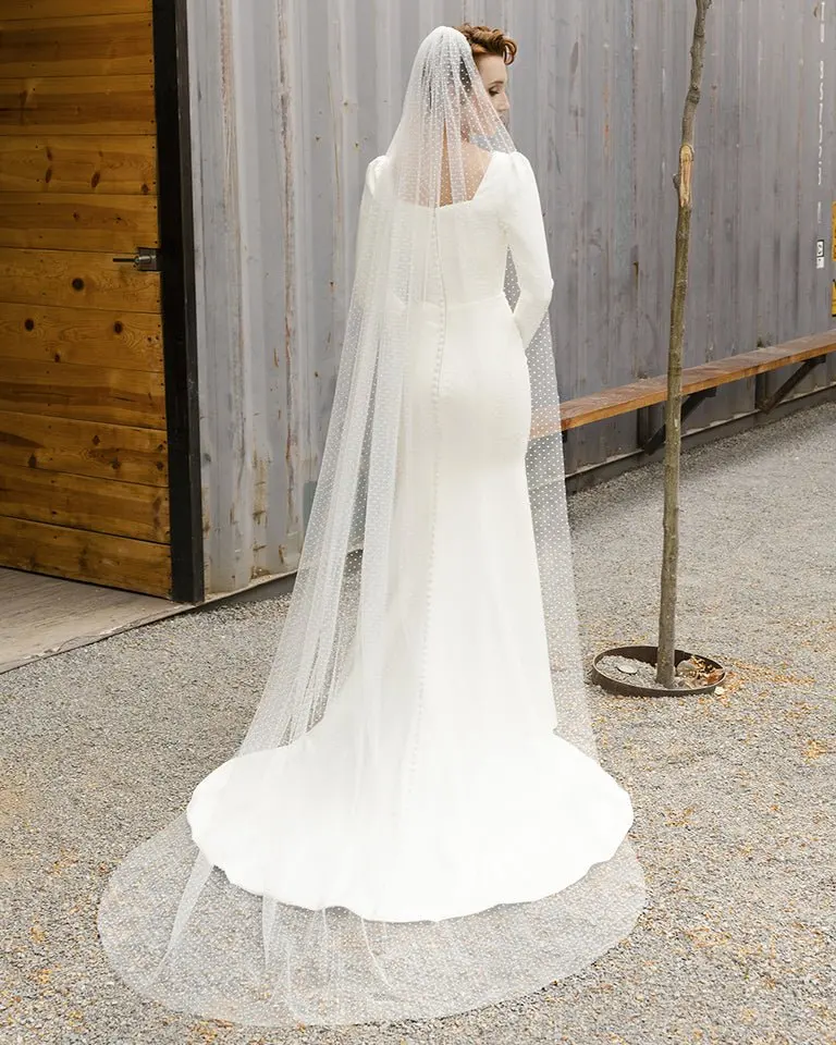 YouLaPan Velo da sposa Swiss Dot in cattedrale Velo da sposa con punta delle dita 1 livello Pizzo svizzero Accessorio da sposa in voile di alta qualità V185