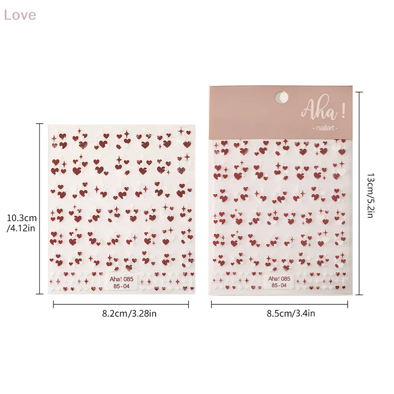 [L & P] الأحمر الحب القلب عيد الحب مسمار الفن ملصقات ذاتية اللصق Kawaii الخوخ القلب ملصق مائي DIY قطع القلب مانيكير المنزلق