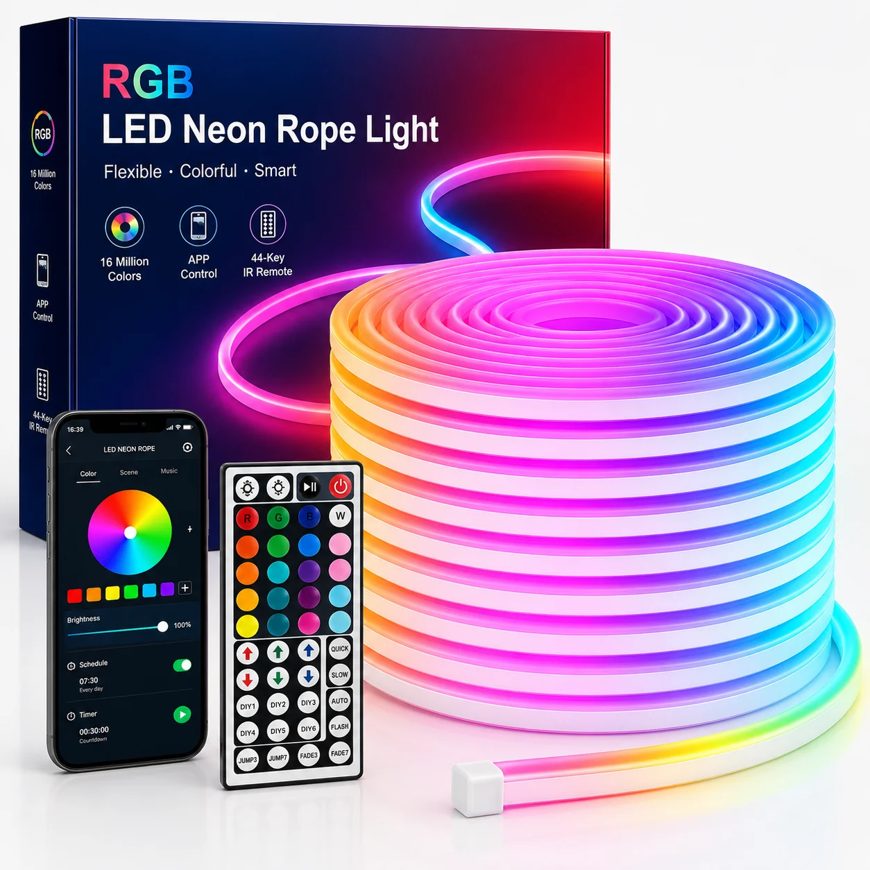 LTG-GEE 5V Smart RGB Neon Light Strip USB App/Remote Control Music Sync Flexible Neon Strip for Bedroom Game Party Decoration