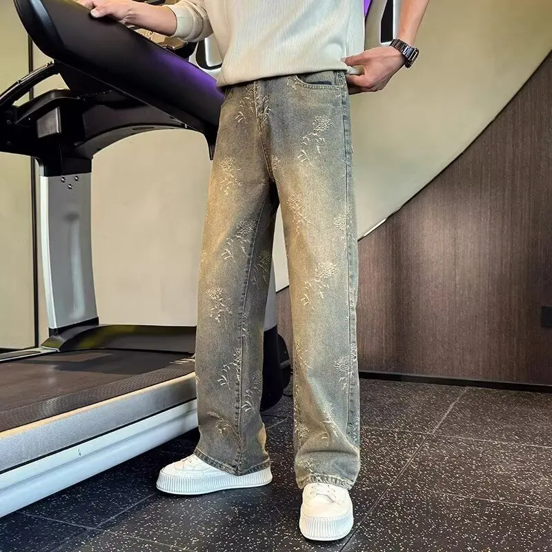 Pi Shuai style jambe droite jean hommes haut de gamme lâche pantalons pour hommes 2025 nouveau printemps et automne Pi Shuai pantalons décontractés