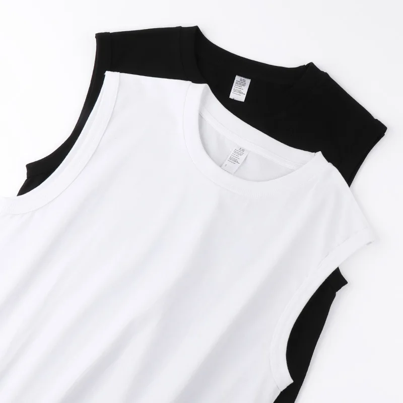 ALA Rising | L2438 Solid O-Neck Cotton Vest For Women And Men Simple Casual Style Loose Style Tops