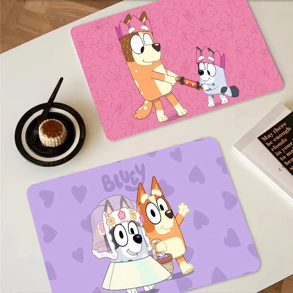 Cartoon B-Blueys Kitchen Drainage Mat Retro Style Dish Drying Pads Absorbent Placemats Drainer Tableware Mats Accessories