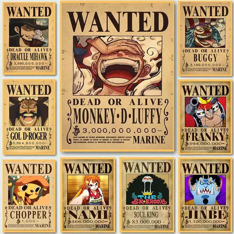 One Piece Wanted Poster Japanese Anime Print Luffy Zoro Pirate Wanted Poster Classic Manga Canvas Painting Wall Art Home Decor