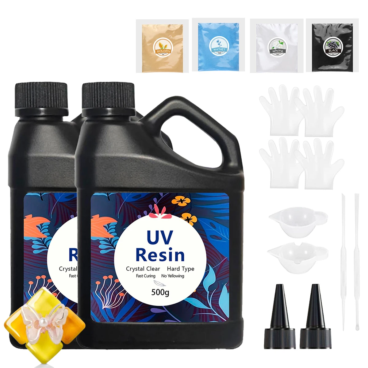 

UV Resin 500/1000g - Upgraded Hard Type Crystal Clear UV-Curable UV Epoxy Resin for Craft and Jewelry Making Kits