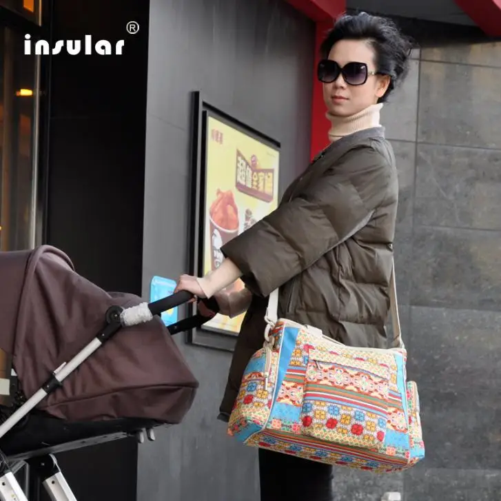 Insular 5 PCS/SET Baby Nappy Bags Diaper Bag Mother Shoulder Bag Fashion Maternity Mummy Handbag Waterproof Baby Stroller Bag