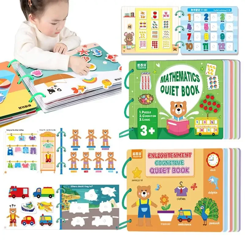 Montessori Busy Book for Toddlers – Quiet Educational Puzzle with Stickers for Early Learning & Cognitive Development