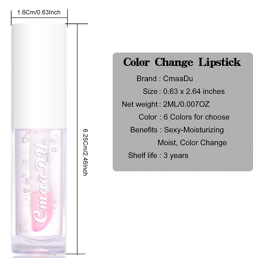 CmaaDu 6 Color Fruit Color Changing Lip Glaze Moisturizing long-lasting moisturizing non-stick cup