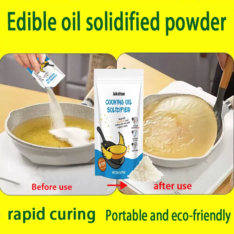 Solidificador de Aceite de Cocina Natural en Polvo, Endurecedor de Grasa y Aceite de Fritura para una Fácil Eliminación, Solución para Residuos de Aceite Vegetal y Canola, Coagulante