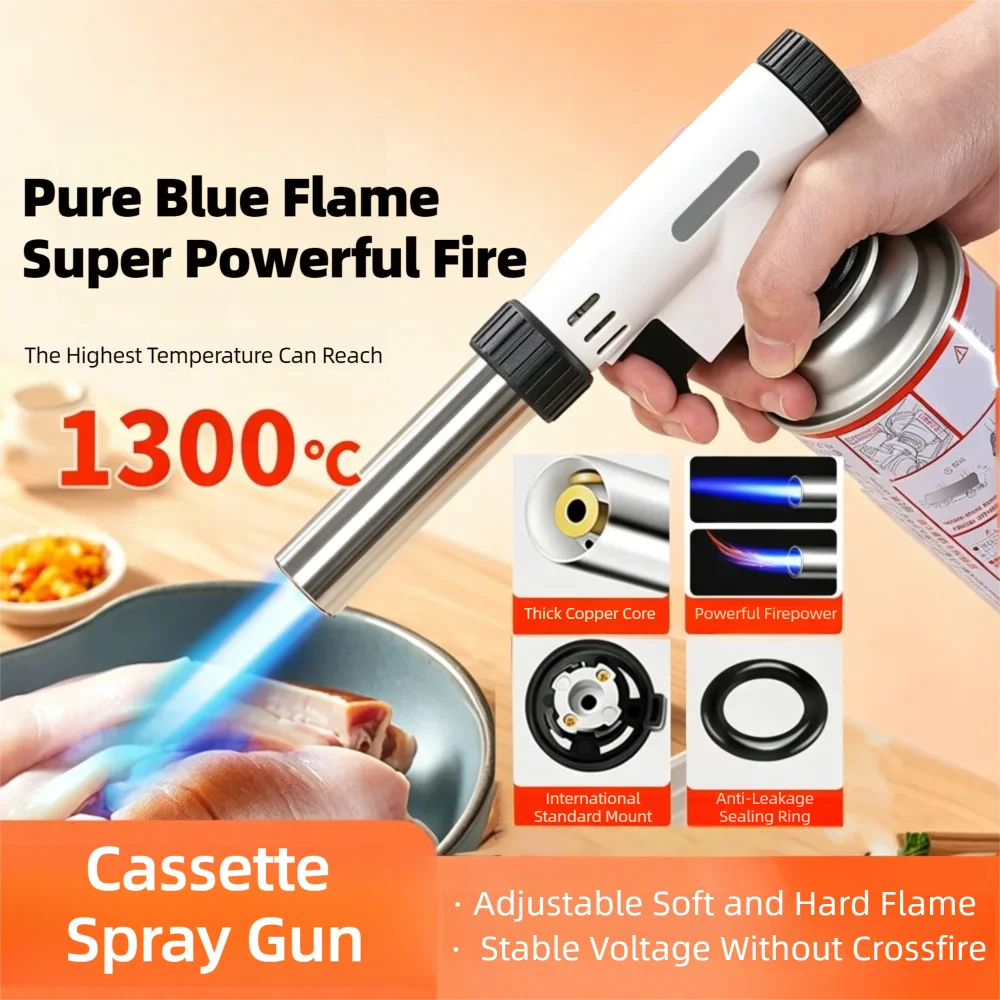 High-Temp 1300℃ Handheld Butane Torch, Multipurpose Flame Gun for Cooking, BBQ, Baking, Charcoal Ignition and Soldering