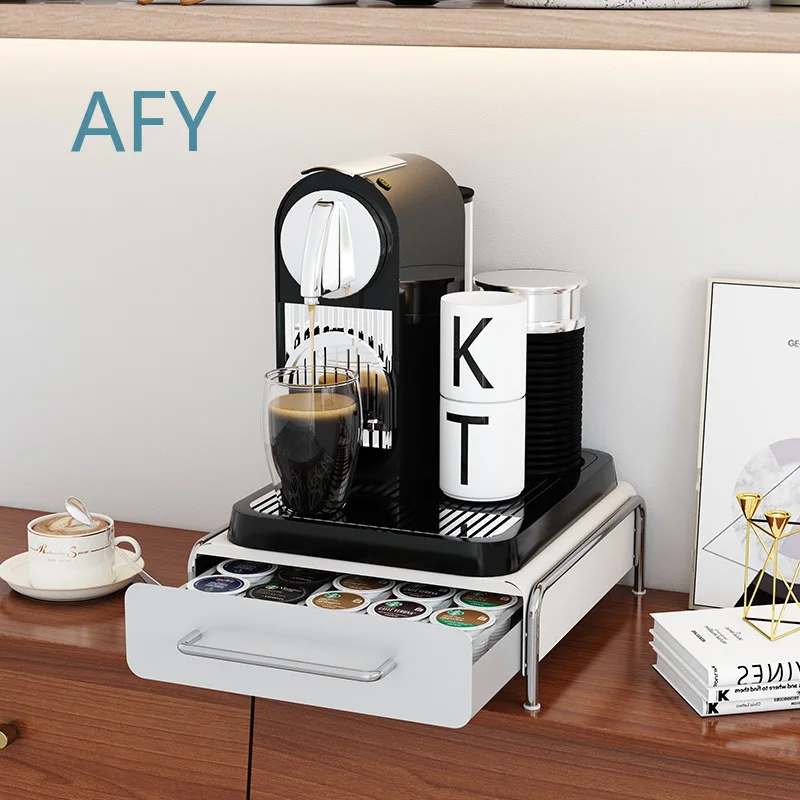 Coffee Capsule Storage Rack for Espresso Machine with Drawer Light Luxury Coffee Shelf for Home Kitchen Organization