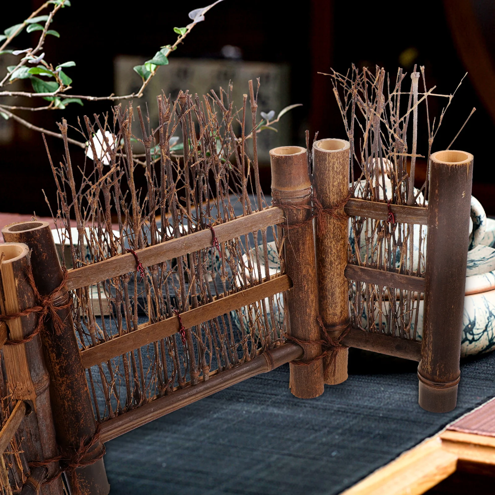 

Exquisite Mini Bamboo Fence Ornament Small Delicate Landscape Decor Garden Accessories Bonsai Screen Landscaping Prop