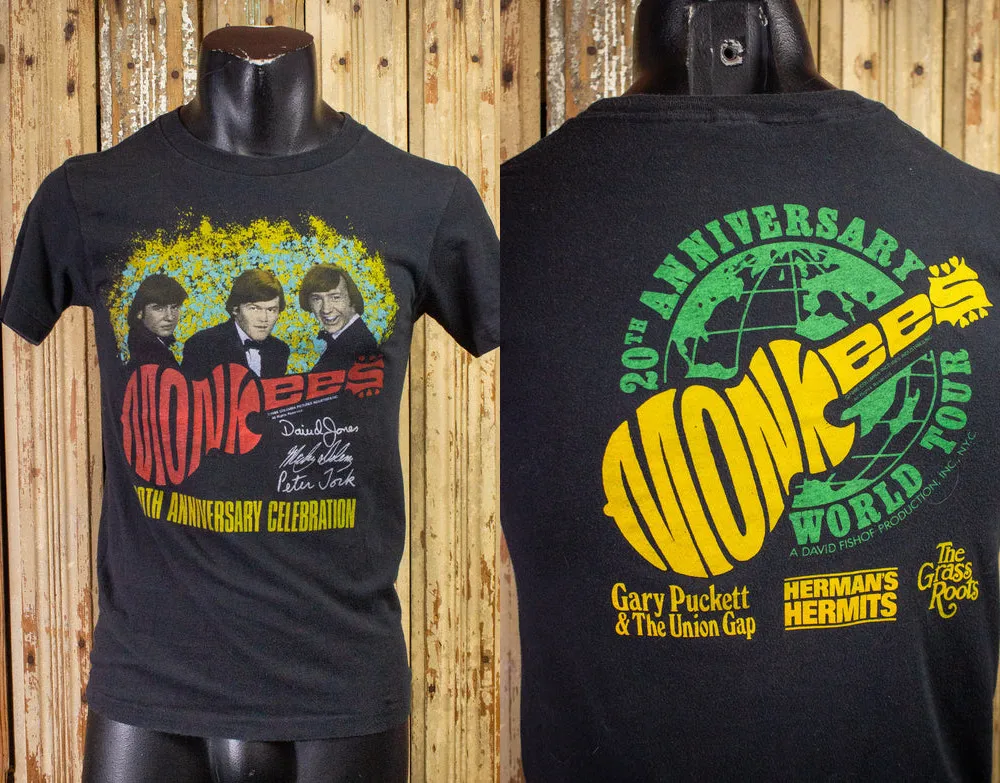 Vintage The Monkees 20th Anniversary Concert T Shirt 1986