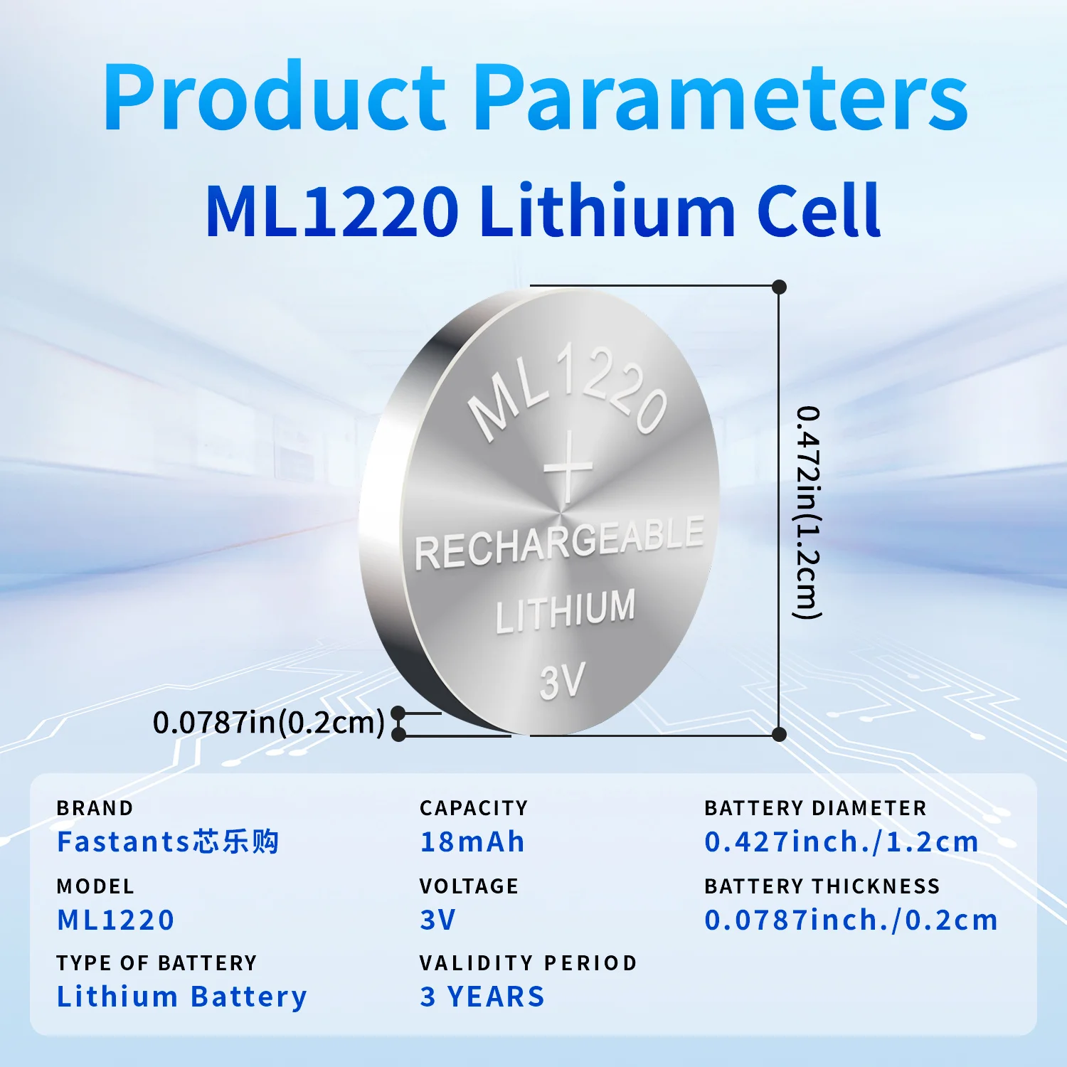 ML1220 3V Rechargeable Lithium Button Cell Battery CMOS RTC Memory Backup Battery For Laptop Motherboard Replacement CR1220