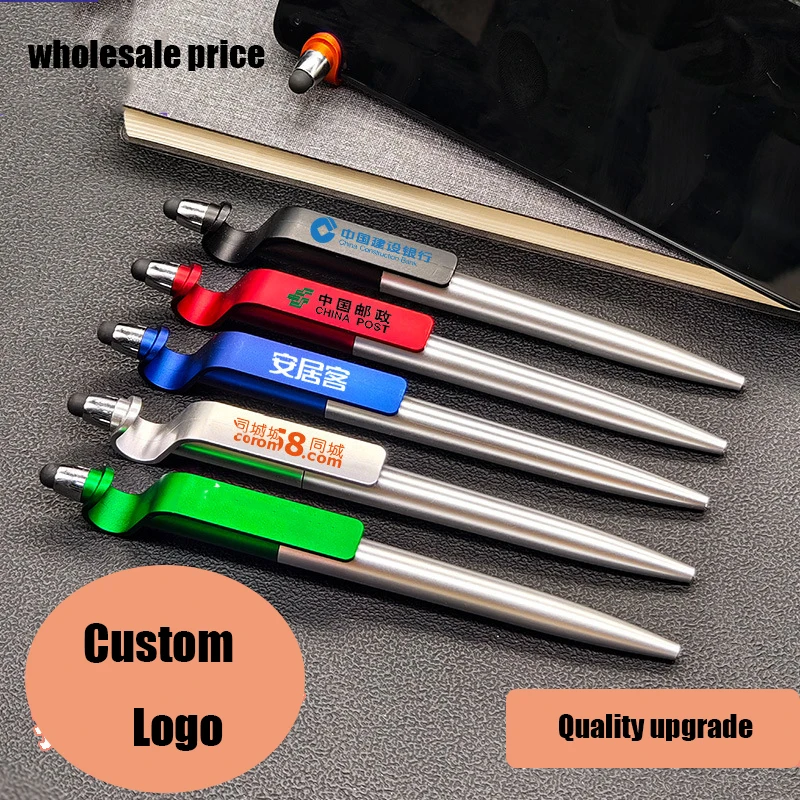 

100Pcs Ballpoint Pen Multifunctional Phone Holder Touch Screen Pen Customized Logo Pens Wholesale Advertising Business Gift Pen