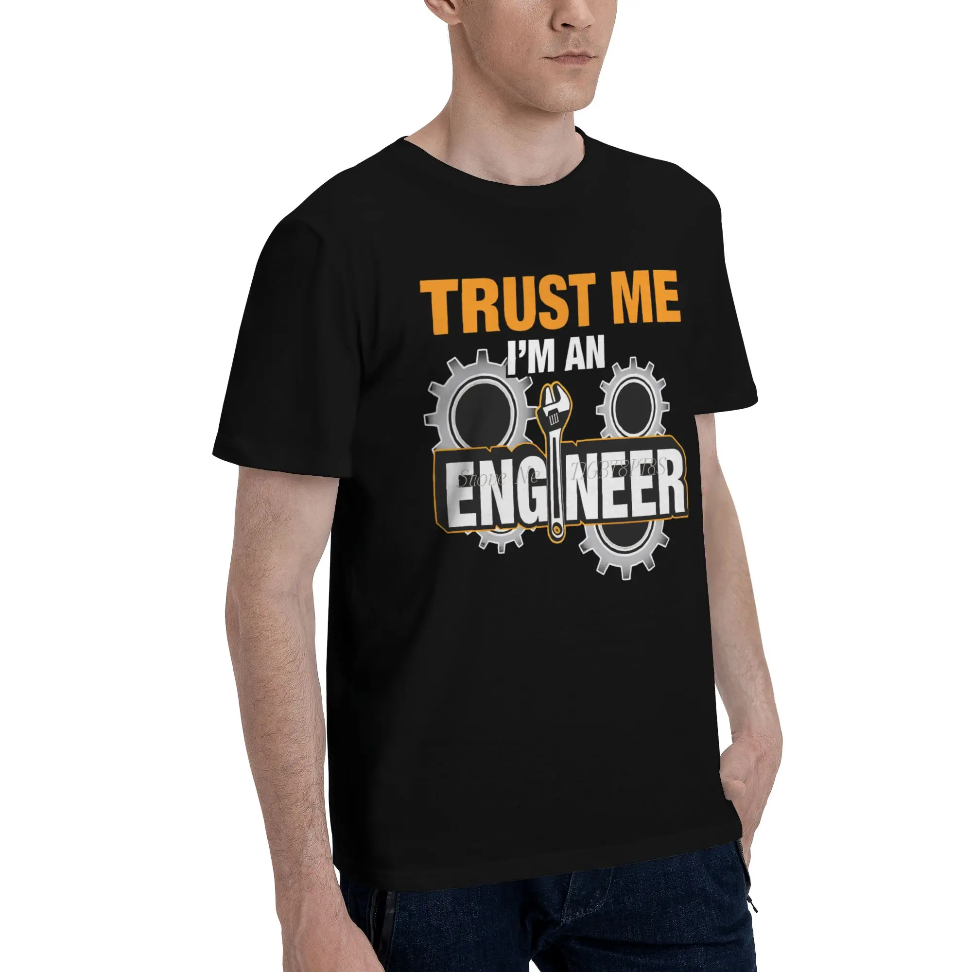 Trust Me I Am An Engineer Letter  T-Shirts for Men Programmer Pure Cotton Tee Shirt Crew Neck Short Sleeve T Shirt Printed Tops