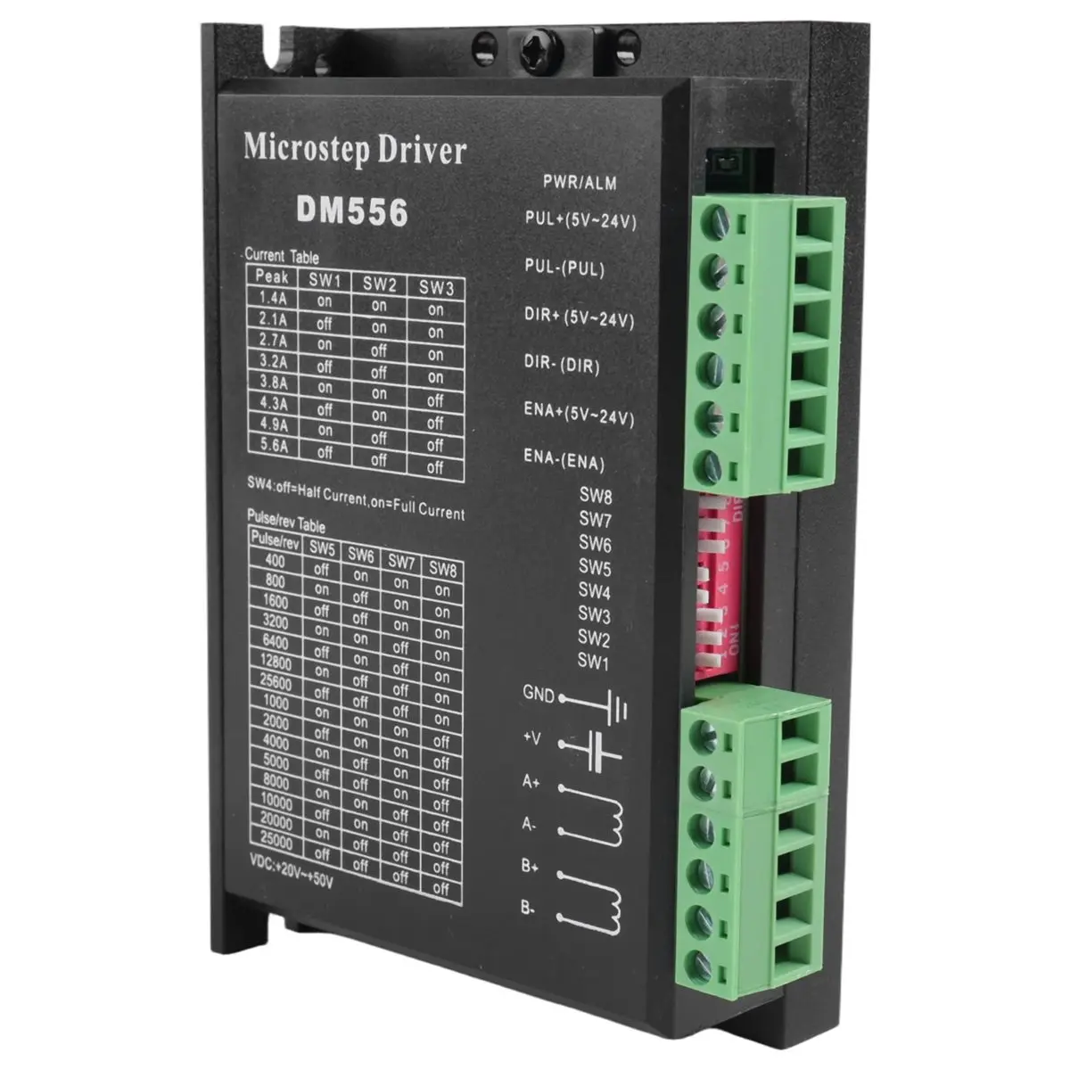 DTDT hot-DM556 CNC Digital Stepper Motor Driver 2-Phase Stepper Motor Driver 20-50V DC Max 5.6A 128 Subdivision for Motor