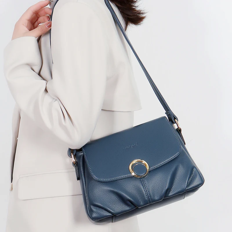 

Простая сумка через плечо Sli с клецками, женская кожаная сумка через плечо, брендовая корейская мягкая сумка AIBKHK для мам