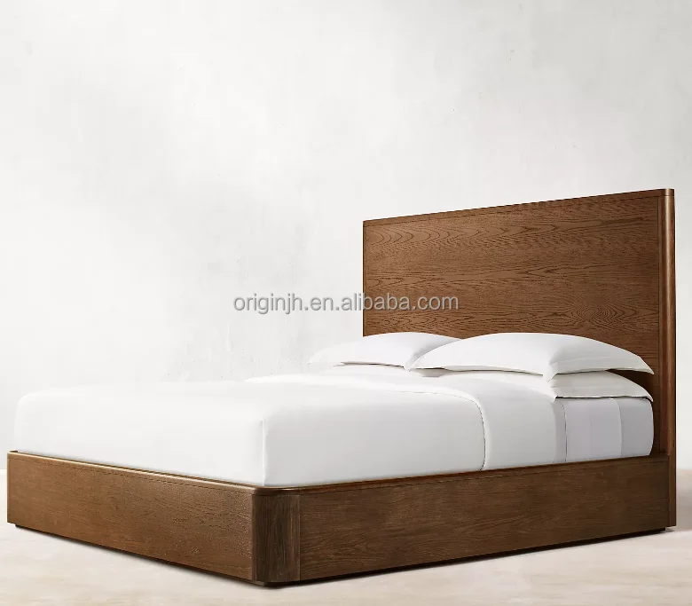 2023 Modern Style Good Price Bedroom Furniture Set King Size Oak Wood Bed