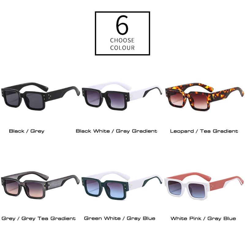 SO&EI Retro Square Women Double Color Sunglasses Fashion Rivets Decoration Shades UV400 Men Trending Gradient Sun Glasses