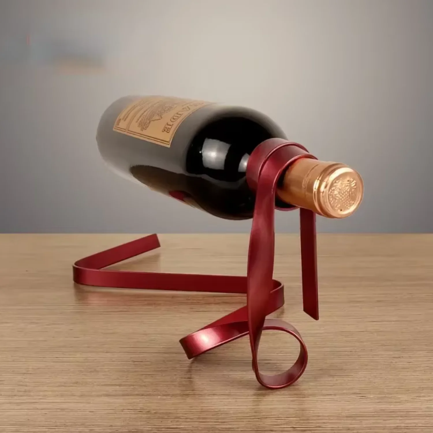 Creative floating wire hanging color ribbon wine rack, stylish bottle stand cabinet stand bracket bar,