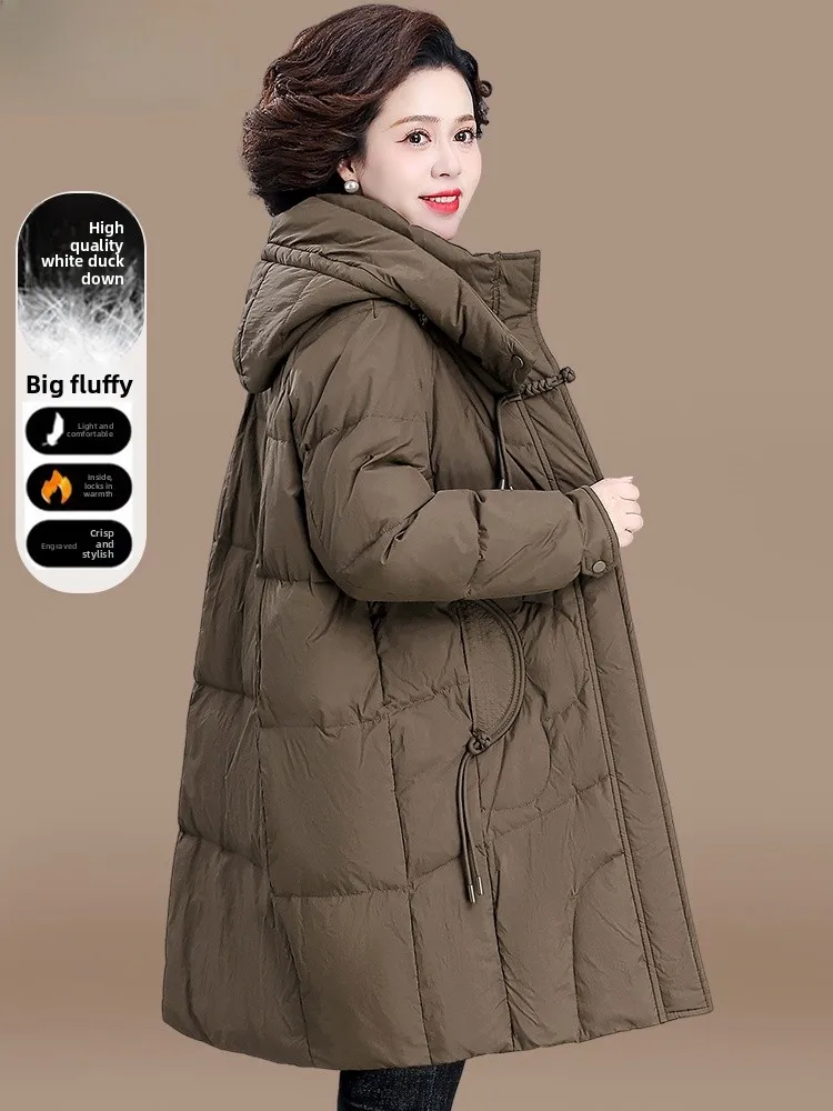 

Long Over-Knee down Jacket for Middle-Aged Mothers Winter Clothes 2024 New Style plus Size Cotton Coat for Women