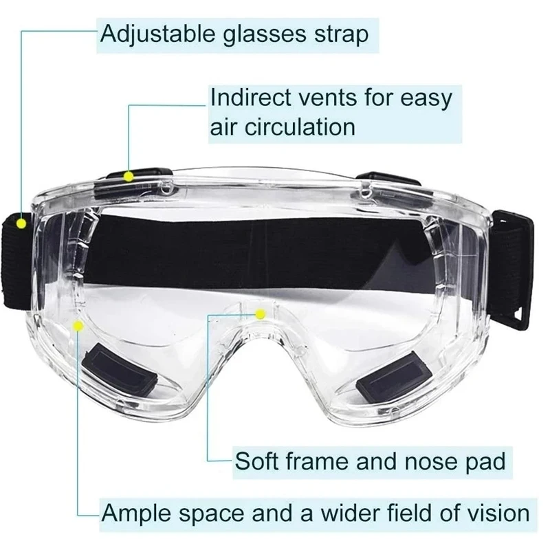 

Safety Goggle Anti-splash Dust-Proof WInd-Proof Work Lab Eyewear Eye Protection Industrial Research Safety Glasses Clear Lens