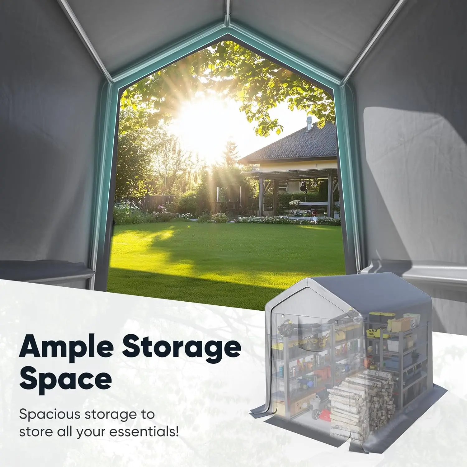 Namiot garażowy Quictent Heavy Duty 6x8FT z rolowanymi oknami z siatki i wzmocnioną ramą, przenośny baldachim garażowy na motocykl