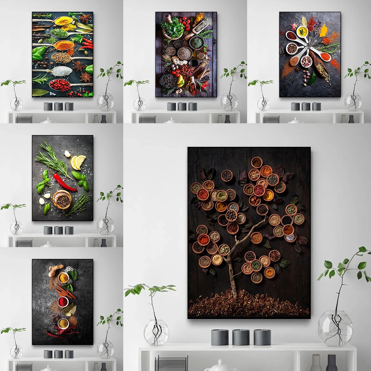 

Kitchen Wall Art Herbs Spices Cooking Canvas Painting Nordic Home Decor Posters Interior Poster Aesthetic Decoration Bedroom