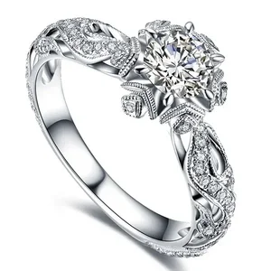 DELYSIA REI Accessories for Women's Round Flower Crystal Wedding Rings 8 Main Sales Graduation Ring - №8