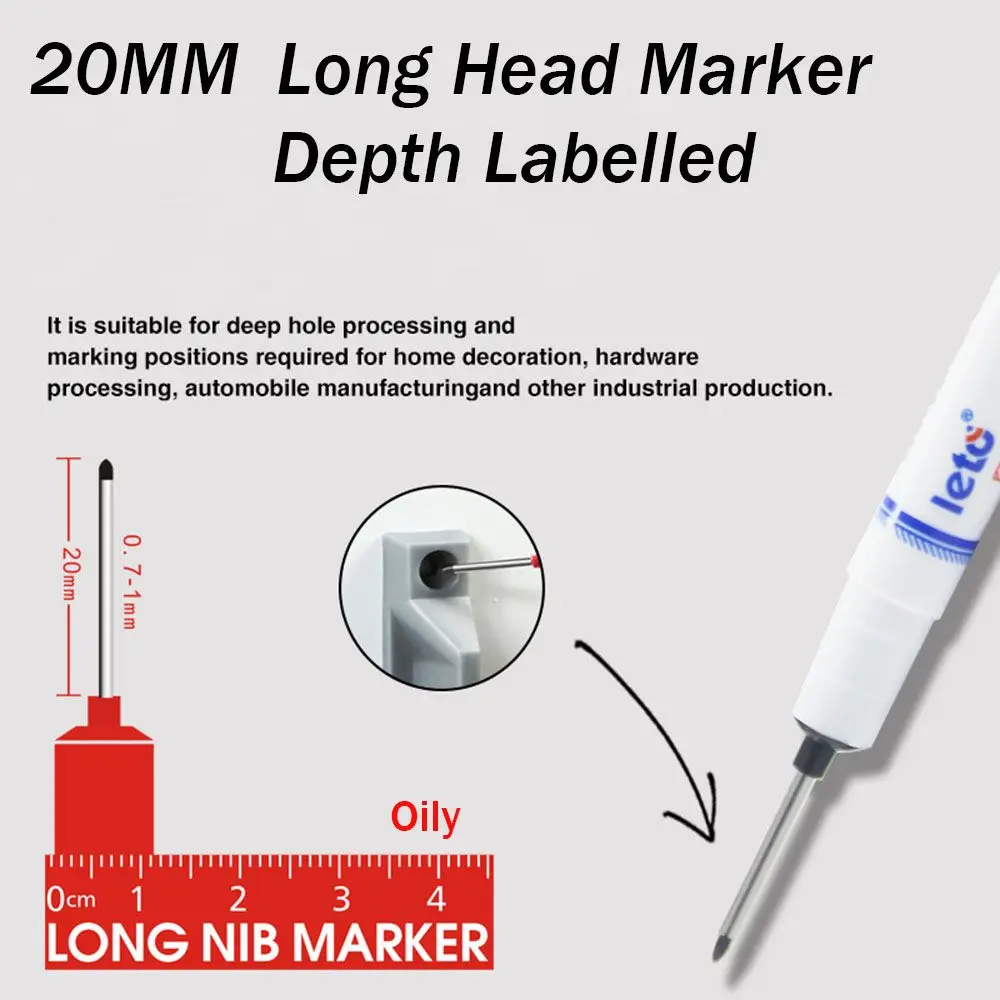 Glass Bathroom Multifunction Woodworking Decoration Depth Long Head Markers Hareware Processing Deep Hole Marker Marker Pen