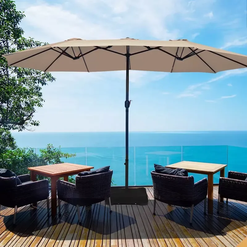 Modern Double Patio Umbrella New Outdoor Beach Garden Metal Design Wholesale Outdoor Furniture Sunscreen