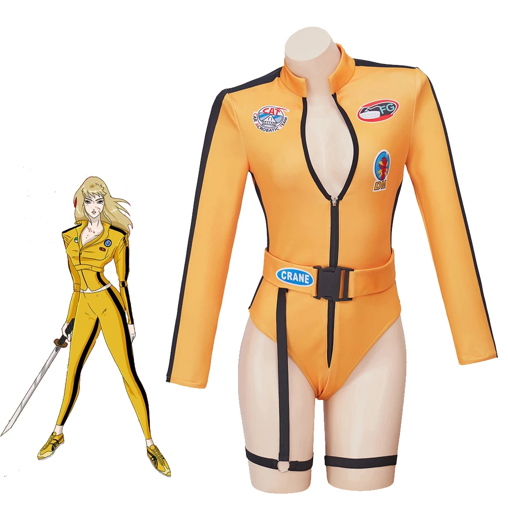Women Kill Bill The Bride Beatrix Kiddo Cosplay Costume Sexy Kung Fu Bodysuit Halloween Beatrix Kiddo Mamba Kung Fu Suit